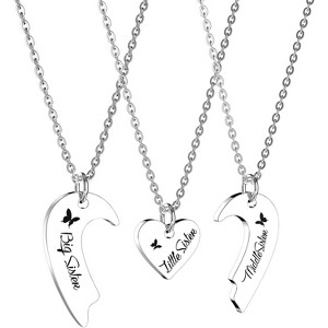 Best Friends Necklace Set for 2/3/4 - Matching Sister Heart Jewelry, Gift for Women & Teens - 1 of 4