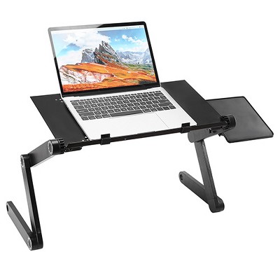 Black Adjustable Aluminum Foldable Laptop Table with Mouse Board