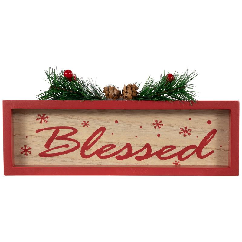 Northlight 9.75" Framed "Blessed" Wooden Tabletop Christmas Decoration, 1 of 6