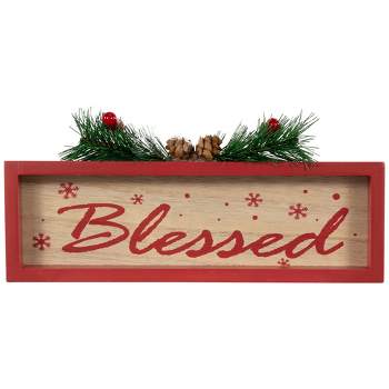 Northlight 9.75" Framed "Blessed" Wooden Tabletop Christmas Decoration