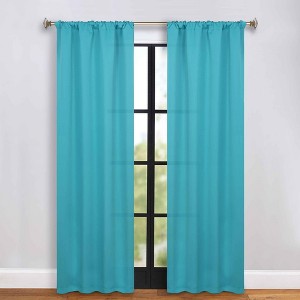 Classic Modern Solid Room Darkening Semi-Blackout Curtains, Rod Pocket, Set of 2 by Blue Nile Mills - 1 of 4