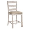 Royal Hampton Barstool Chair Set of 2 | Padded Seats and Ladderbacks | Dual Tone Weathered White Brown - 3 of 4