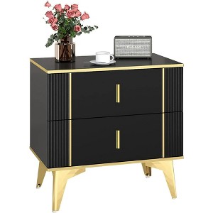 TiranisuBest White Nightstand with Drawers:Black Nightstand Bedside Table,Modern Nightstand Wood Nightstand, Night Table for Bedroom Bed Stand - 1 of 4
