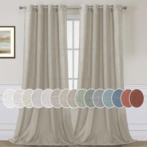 Living Room Linen Curtains Nickel Grommet Energy Saving Light Filtering Semi Sheer Curtain - 1 of 4