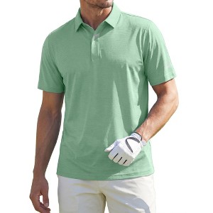 INSPIRE CHIC Men's Jacquard Short Sleeve Lightweight Casual Golf