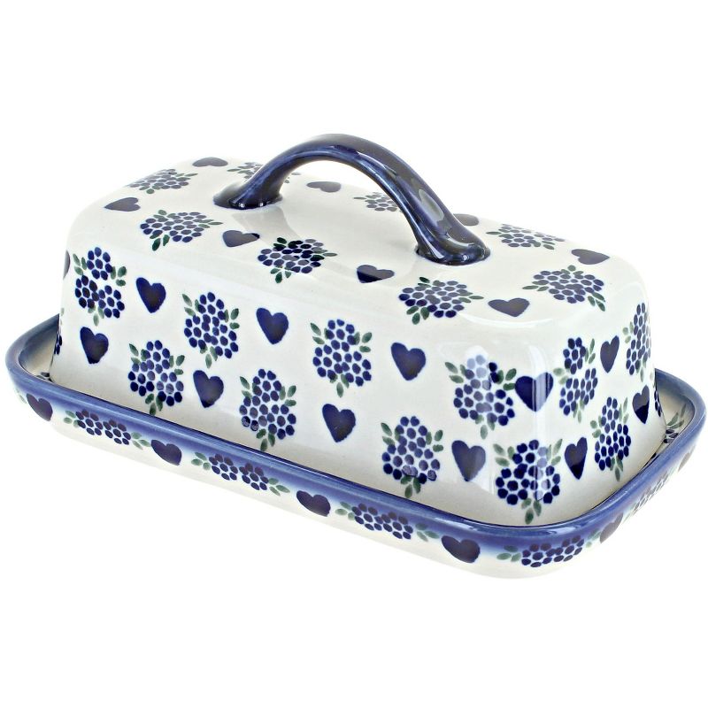 Blue Rose Polish Pottery A399 Andy Large Butter Dish, 1 of 3