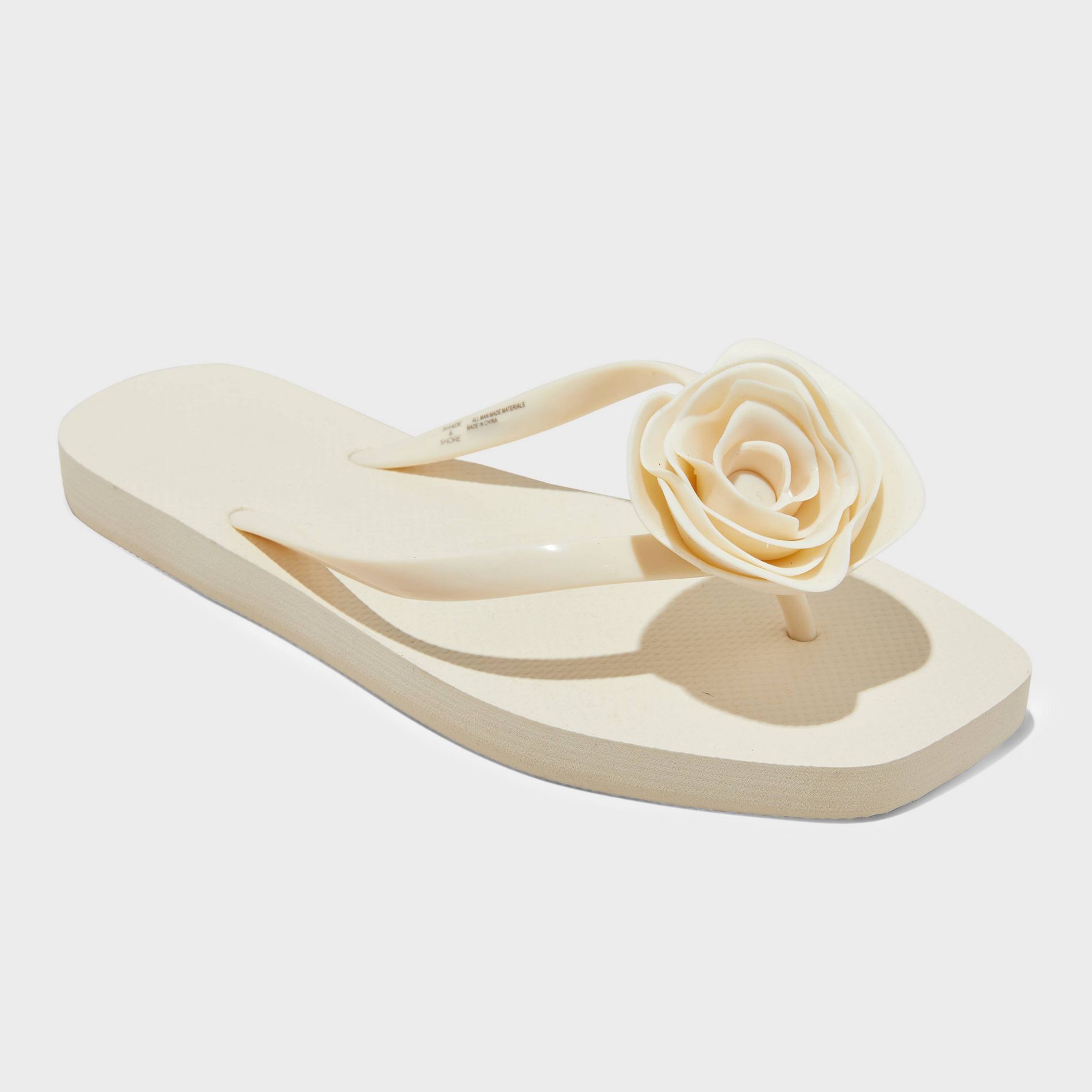 Women's Rosette Thong Flip Flop Sandals - Shade & Shore™ White 11: Slip On, Open Toe, Square Toe