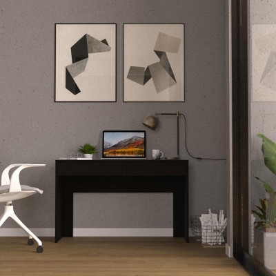 INFURNIC Desks Modern Writing Desk with Two Drawers Spacious Surface and Handleless Design for Home Office, Black, 17.7"*47.3"*29.5"