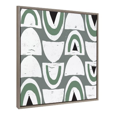 Sylvie 33" x 34" Green and Gray Abstract Canvas Print
