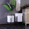 LuxenHome Set of 2 White Floral Stamped Metal Cachepot Planters with Black Stands - 4 of 4
