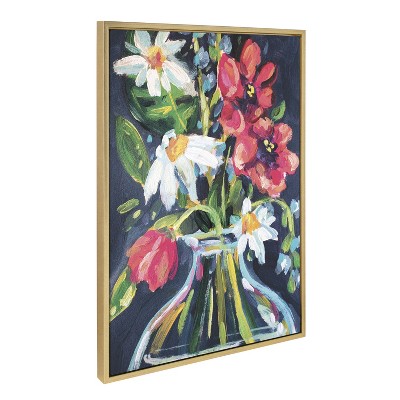 Bright Gold Framed Floral Canvas Wall Art 23x33