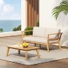 Scott Living Edith Outdoor Slat-Back Acacia Wood Loveseat and Coffee Table Patio Set with Water-Resistant Beige Cushions - 2 of 4