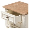 Marquetterie French Provincial Style Weathered Oak Wash Distressed Wood Finish Two - Tone 2 - Drawer and 1 - Shelf Nightstand - White - Baxton Studio - 4 of 4