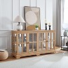 Okak Display Cabinet, Curio Cabinet with 4 Vintage Design Glass Doors，Storage Cabinet for Living Room, Bedrooom, Office - 2 of 4