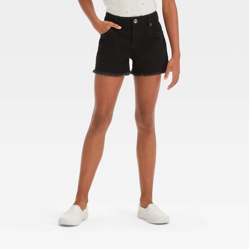 Girls' Cut-off Mid-rise Jean Shorts - Cat & Jack™ Black Xs : Target