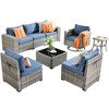 Marlton 8pc Wicker Outdoor Patio Furniture Set Conversation Sofa Sectional with a Swivel Chair and Cushions - 2 of 4