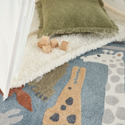 Astra Multicolor Safari Animals Kids Rug 7'10" x 10' Synthetic