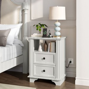 Karl Home 2-Drawer White MDF (Medium-Density Fiberboard) 19.69in. W Nightstands - 1 of 4