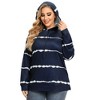 WhizMax Women Plus Size Striped Color Block hoodie Drawstring Long Sleeve Hooded Pullover Sweatshirt - 2 of 4