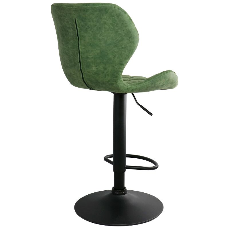 Elama Vintage Faux Leather Adjustable Bar Stool in Green with Black Base, 3 of 8