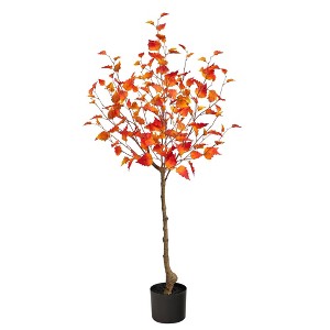 Nearly Natural 4-ft Fall Birch Artificial Autumn Tree - 1 of 4