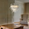 ALOADECOR 24'' Vintage Mid-Century Modern Chandelier 4-Light 4-Tier Clear Art Glass Pendant With Antique Bronze Finish For Living Room - 4 of 4