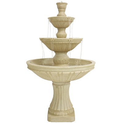 Sunnydaze 55"H Electric Polystone Classic Style 3-Tier Designer Outdoor Water Fountain, White Finish