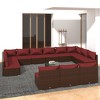 vidaXL 14 Piece Patio Lounge Set: Comfortable Outdoor Furniture with Cushions, Durable PE Rattan Material - Brown with Cinnamon Red Cushions - 2 of 4