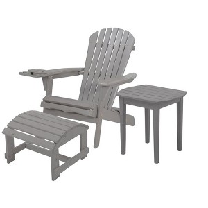 Jiallo Foldable Adirondack Chair with cup holder Bristro Set with Ottoman - 1 of 4