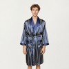 Anna-Kaci Men's Satin Robe with Geometric Print Contrast Shawl Collar and Waist Tie - 4 of 4