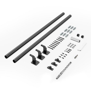 VEVOR Wall Mounted Stair Handrail, 6ft Pipe Staircase Handrail, Black Galvanized Aluminum, 1.26 inch Pipe Diameter,Black - 1 of 4