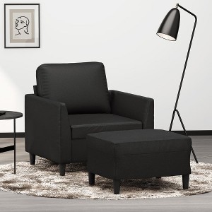 vidaXL Sofa Chair with Footstool Black 23.6 in. Faux Leather - 1 of 4
