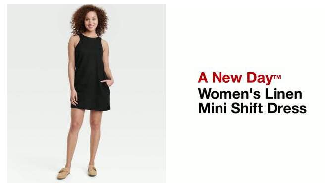 Women's Linen Mini Shift Dress - A New Day™, 2 of 12, play video
