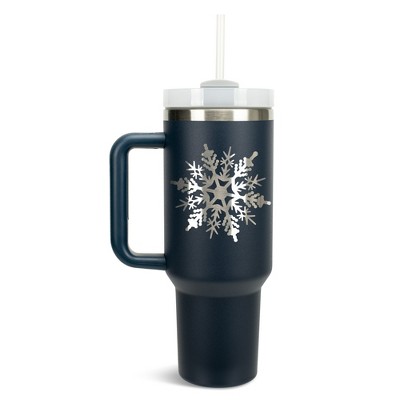 Elanze Designs Snowflake Winter Snow Queen 40 oz. Stainless Steel, Large Water Bottle Coffee Mug, Spill & Leak Resistant, Thermal Travel Tumbler with