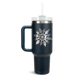 Elanze Designs Snowflake Winter Snow Queen 40 oz. Stainless Steel, Large Water Bottle Coffee Mug, Spill & Leak Resistant, Thermal Travel Tumbler with - 1 of 1