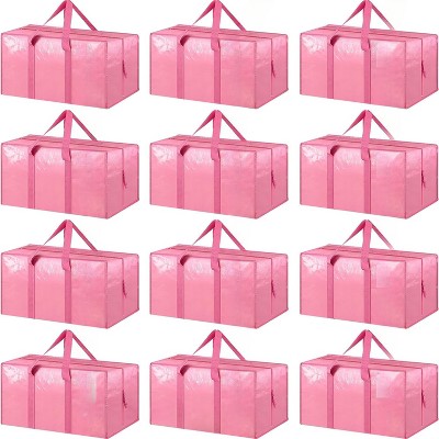 12 Pack Extra Heavy Duty Large Moving Bags Strong Zipper & Comfortable Handles, Sturdy & Durable Clothes Storage Bags