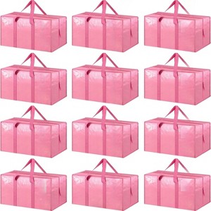 12 Pack Extra Heavy Duty Large Moving Bags Strong Zipper & Comfortable Handles, Sturdy & Durable Clothes Storage Bags - 1 of 4