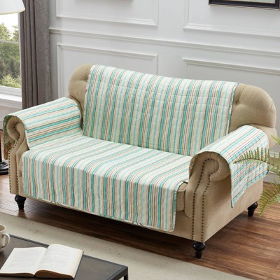 Atlantis Jade Coastal Reversible Loveseat Slipcover