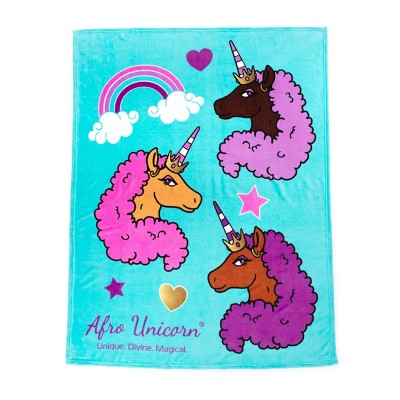 Afro Unicorn Kids&#39; Throw Blankets_0