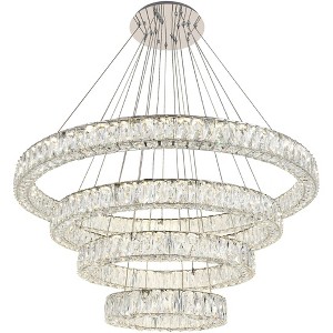 Elegant Lighting Monroe 42" Wide Chrome and Crystal 4-Tier LED Chandelier - 1 of 1