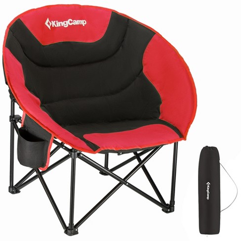 Kingcamp Foldable Saucer Moon Lounge Chair With Cupholder Storage Pocket  For Indoor Home Or Outdoor Camping And Tailgating Use, Black/red : Target
