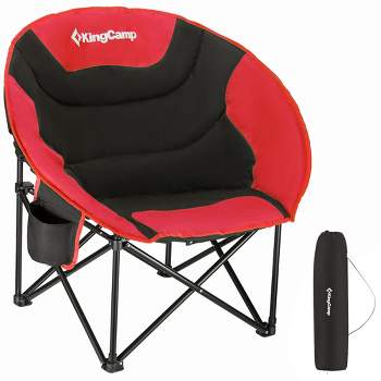 KingCamp Foldable Saucer Moon Lounge Chair with Cupholder Storage Pocket for Indoor Home or Outdoor Camping and Tailgating Use