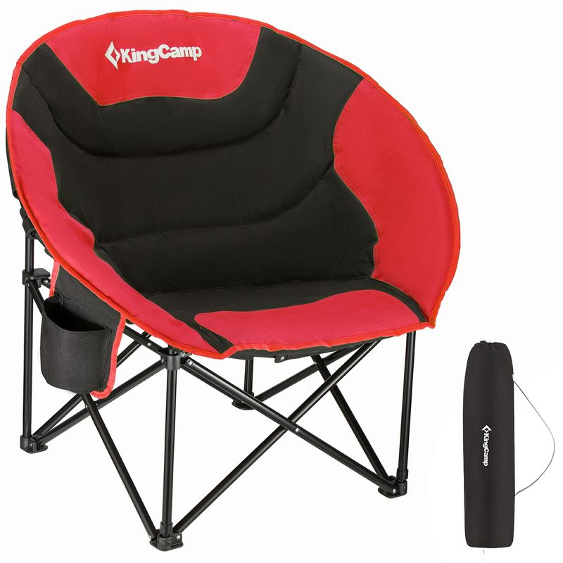 KingCamp Foldable Saucer Moon Lounge Chair with Cupholder Storage Pocket for Indoor Home or Outdoor Camping and Tailgating Use, 1 of 9