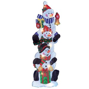 Collections Etc Lighted Stack of Snowmen Outdoor Garden Stake 12.25 X 0.5 X 42 - 1 of 2