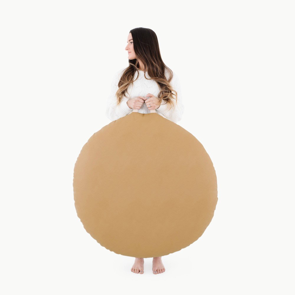 Gathre Circle Kids' Floor Cushion Camel: Faux Leather Upholstered Bean Bag Chair, Indoor Use, Spot Clean, 36"