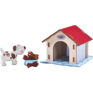 HABA Little Friends Dog Lucky - Pet Toy Figure with Doghouse & Wooden Bones - 1 of 4