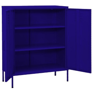 vidaXL Storage Cabinet Navy Blue Steel Medium - Navy Blue - 1 of 4