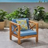 Modern Patio Arm Chair,High-quality Patio Chair With Cross-back Acacia Wood Frame,Patio Chairs With Traditional Slatted Seating-Maison Boucle - 2 of 4