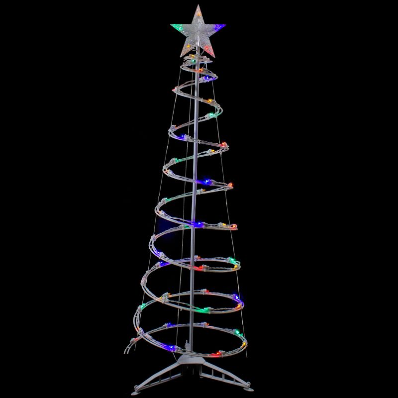 Northlight 4ft LED Lighted Spiral Cone Tree Outdoor Christmas Decoration, Multi Lights, 3 of 5