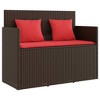 vidaXL Patio Bench with Cushions Brown Poly Rattan - 2 of 4